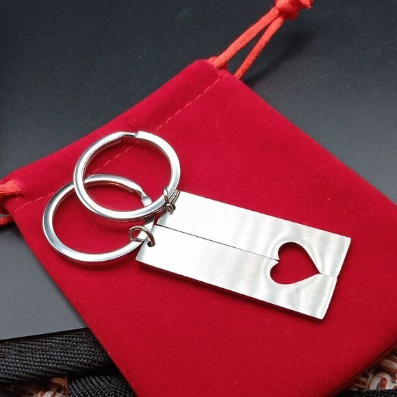 New 2  I Love You Couples Keychains Stainless Steel By Bekech - Picture 4 of 4